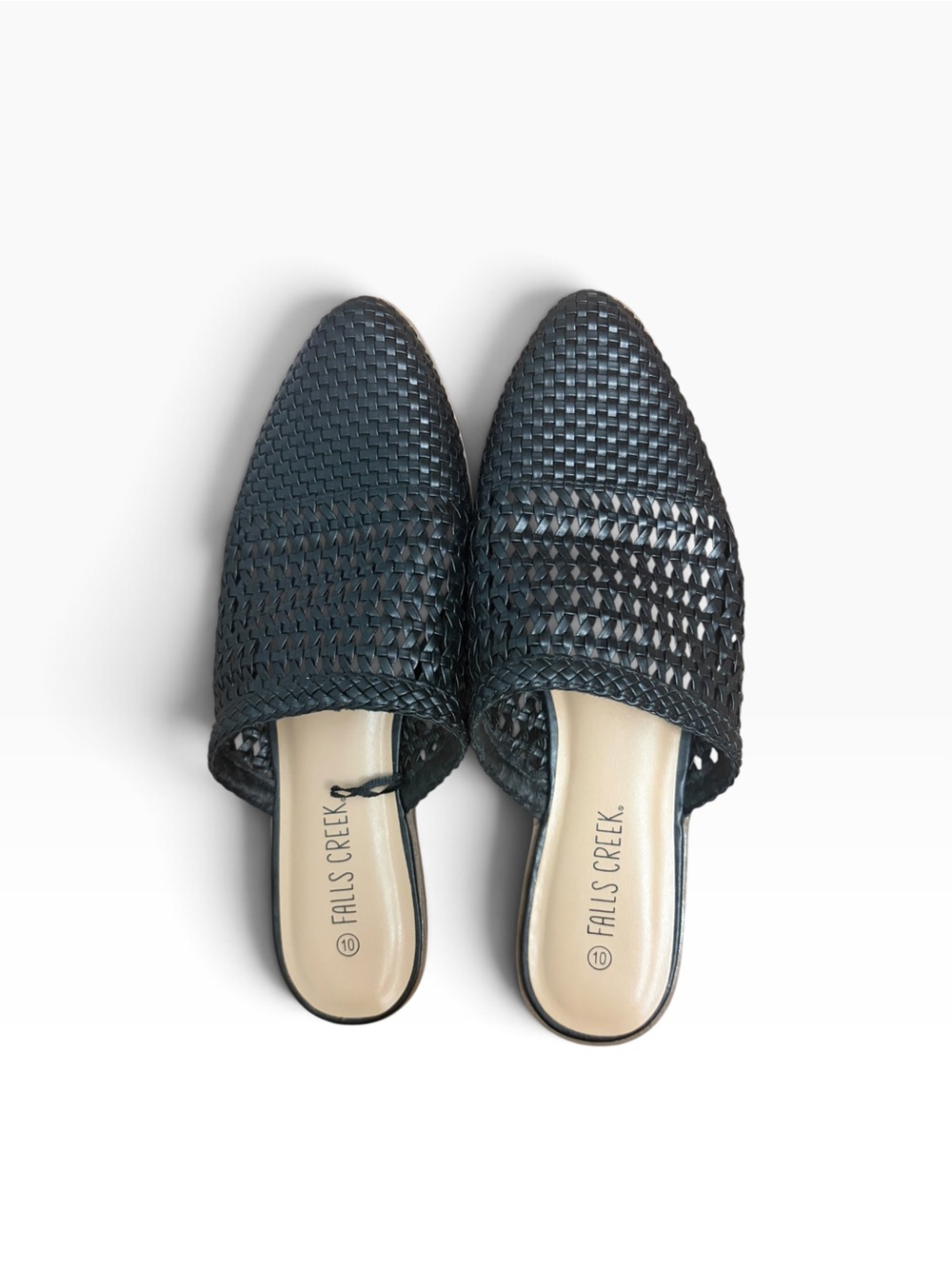 Falls Creek Black Woven Slip-On Mules